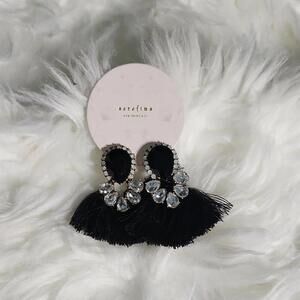 Serafina Black Crystal Tassel Earrings